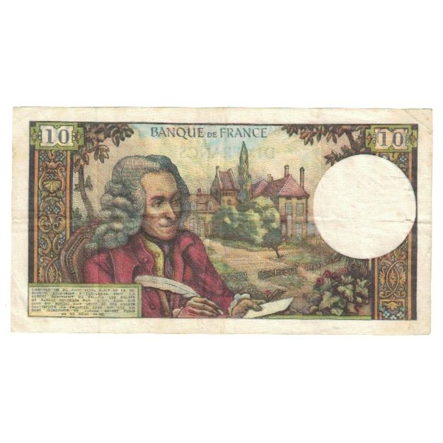 France, 10 Francs, Voltaire, 1970, J.600, EF(40-45), Fayette:62.45, KM:147c