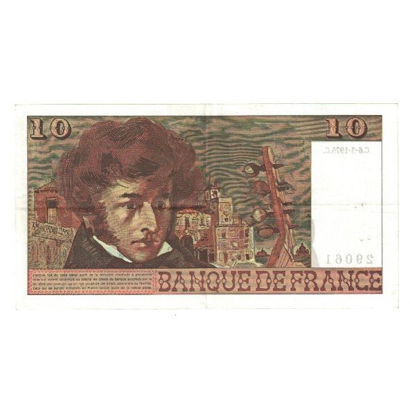 Francja, 10 Francs, Berlioz, 1975, V.154, AU(55-58), Fayette:63.9, KM:150b
