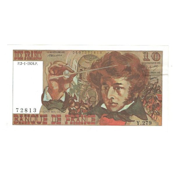 França, 10 Francs, Berlioz, 1976, Y.279, AU(55-58), Fayette:63.16, KM:150c