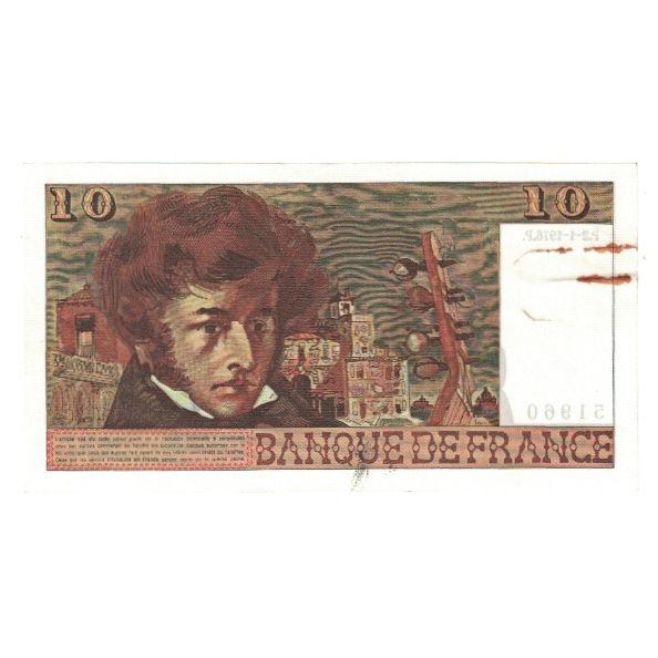 França, 10 Francs, Berlioz, 1976, Z.279, VF(20-25), Fayette:63.16, KM:150c