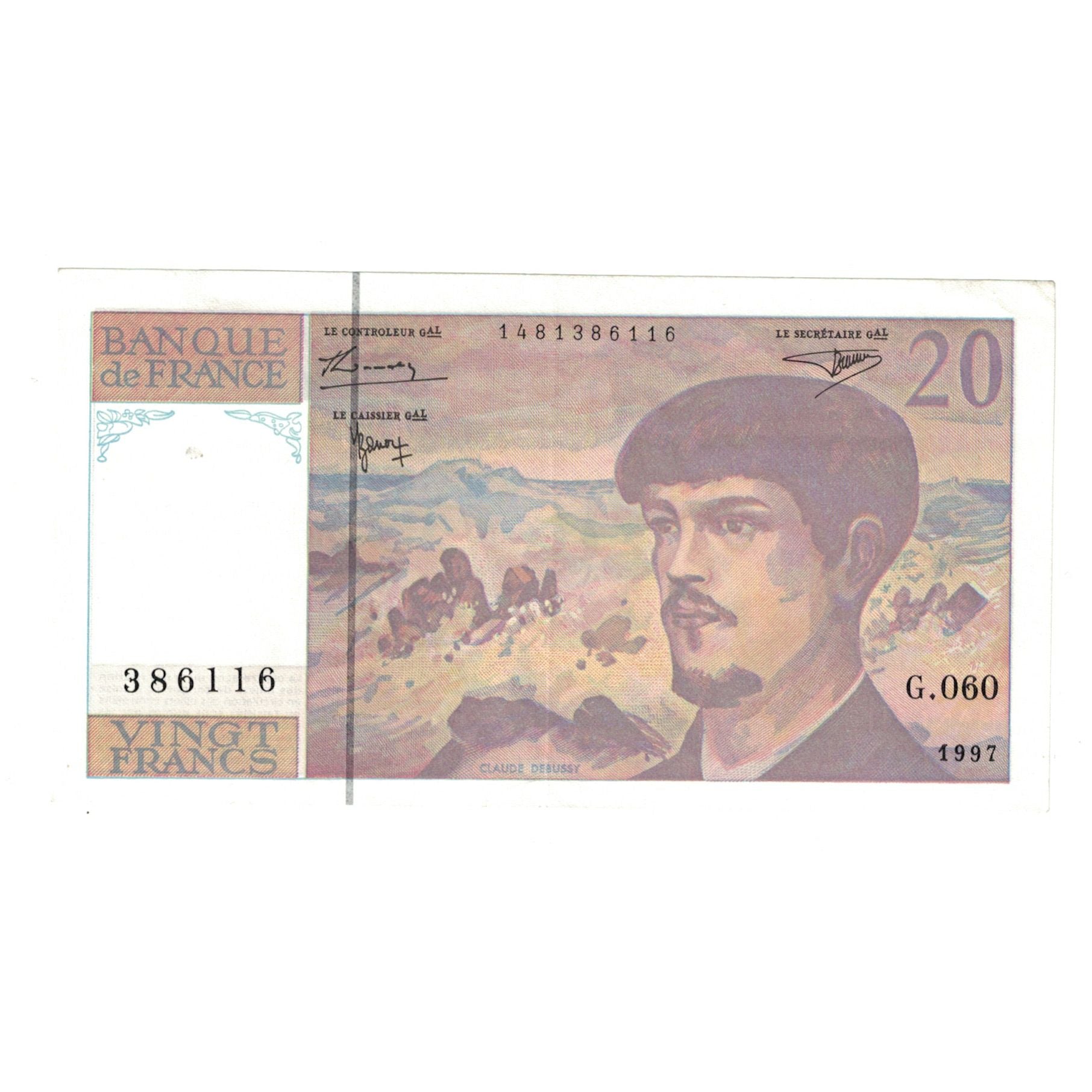 France, 20 Francs, Debussy, 1997, G.060, SUP+, Fayette:66 ter.2, KM:151i