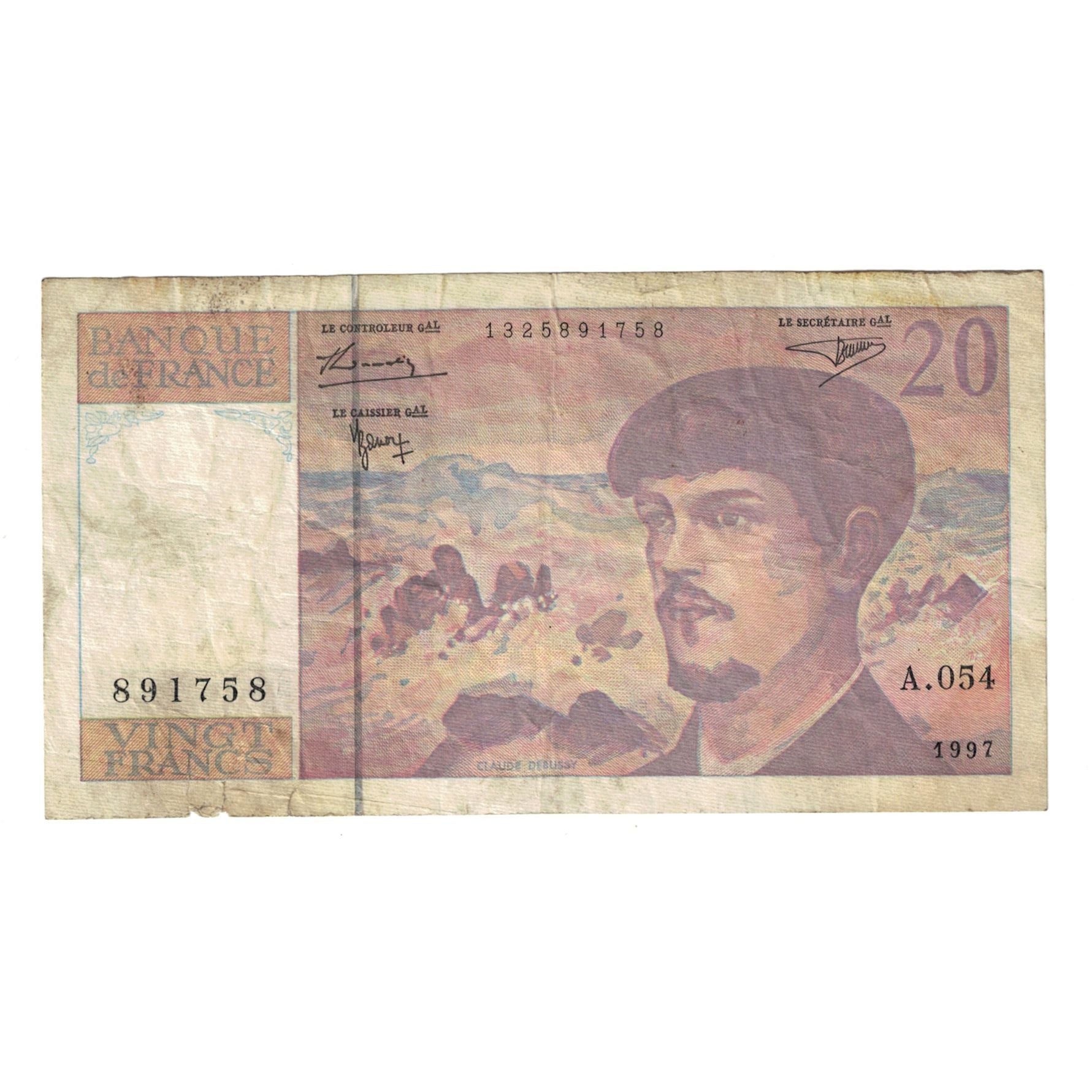 Francia, 20 Francs, Debussy, 1997, A.054, D, Fayette:66ter.02A54, KM:151i