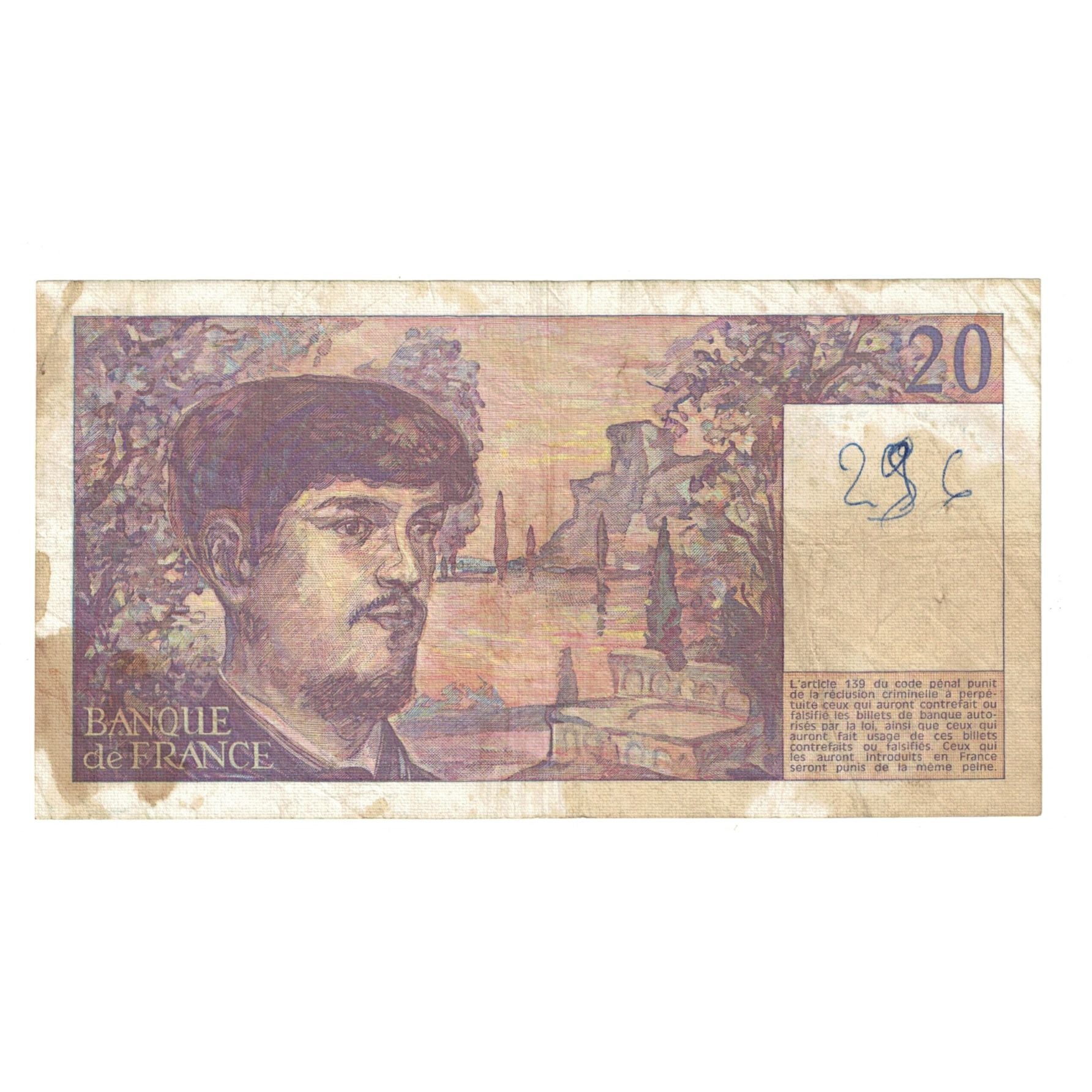 Francia, 20 Francs, Debussy, 1984, H.013, D, Fayette:66.5, KM:151a