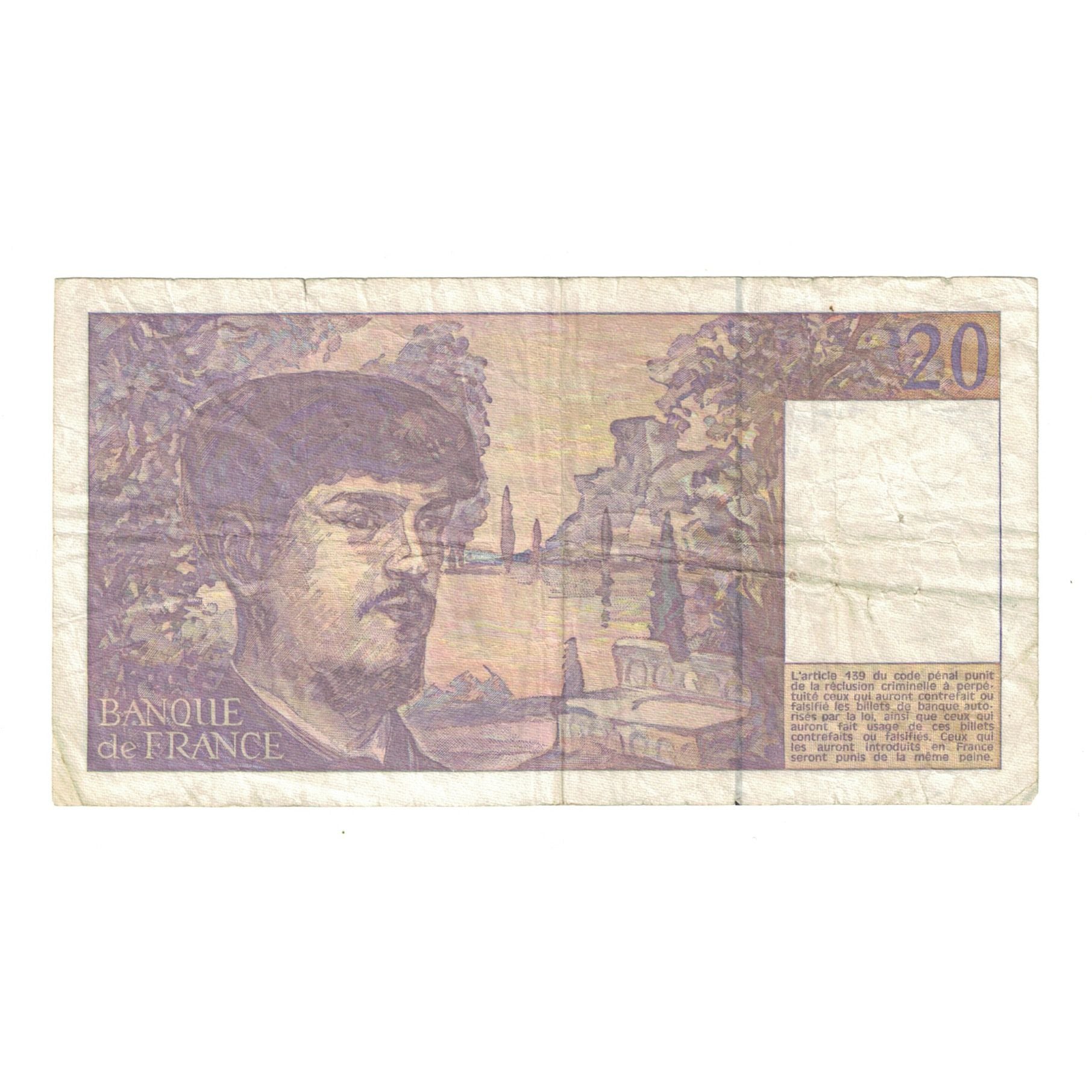 France, 20 Francs, Debussy, 1993, A.044, VF(20-25), Fayette:F.66bis.05A44