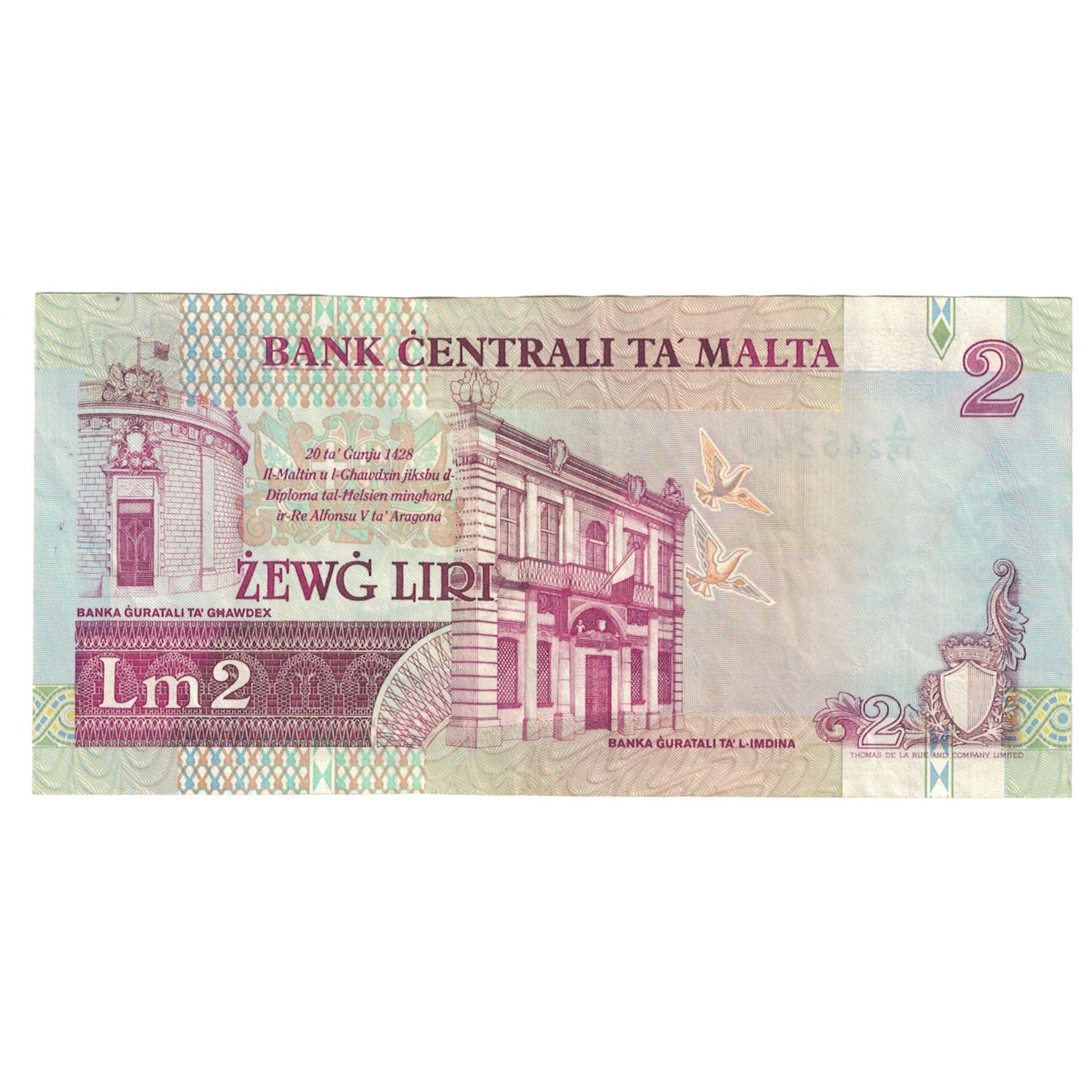 Banknote, Malta, 2 Liri, 1967, 1967, KM:45b, AU(55-58)