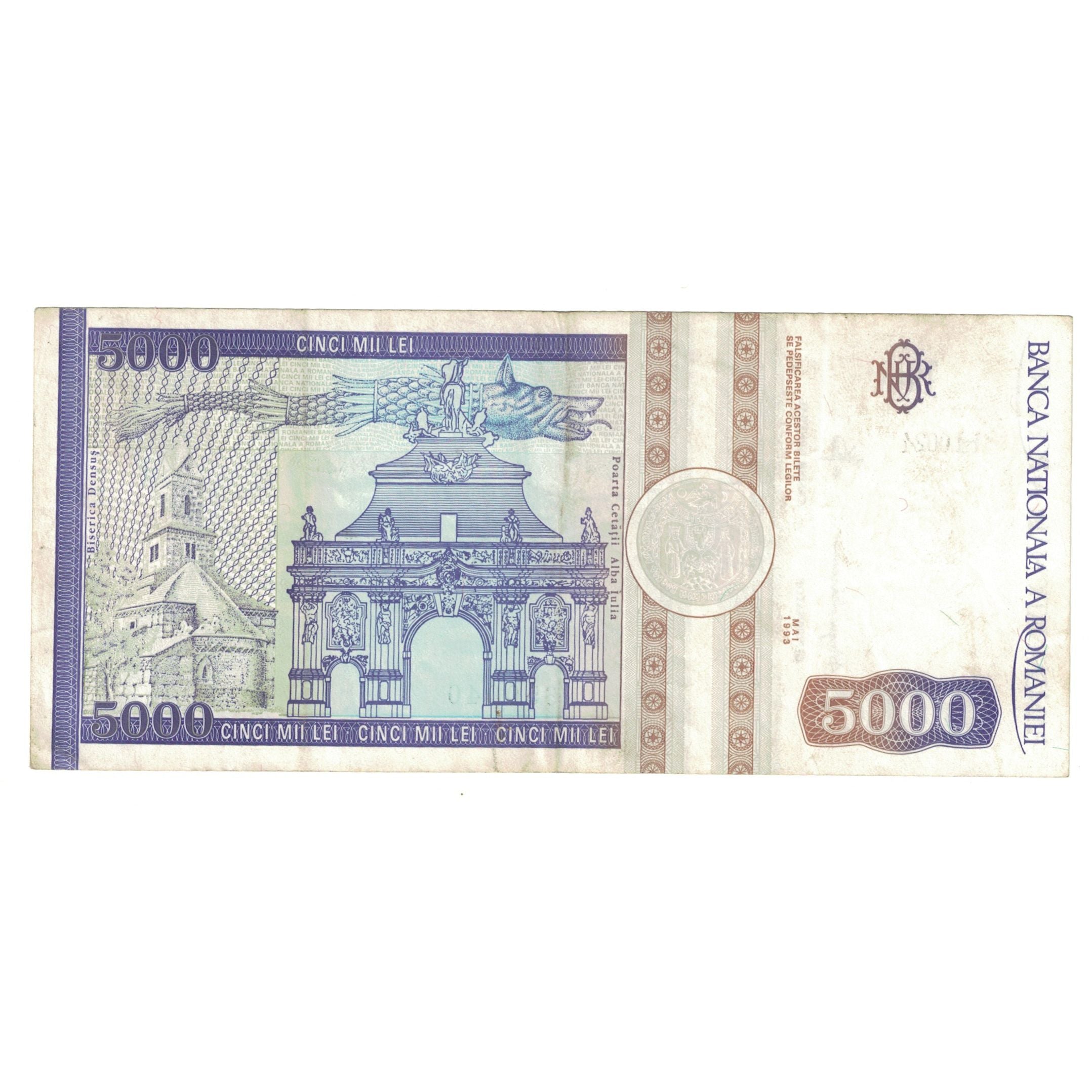 Banknote, Romania, 5000 Lei, 1993, Mai 1993, KM:104a, EF(40-45)