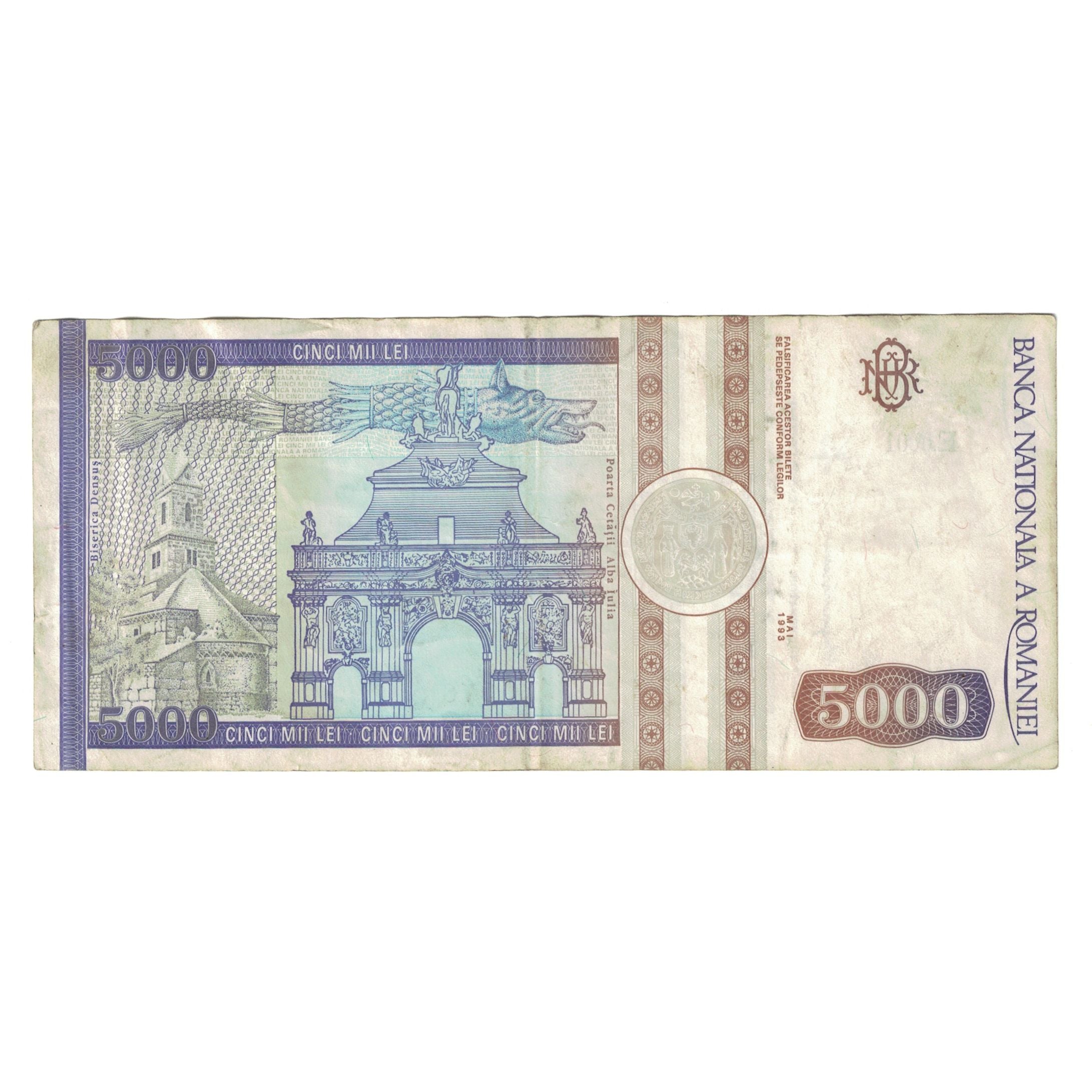 Banknote, Romania, 5000 Lei, 1993, Mai 1993, KM:104a, EF(40-45)