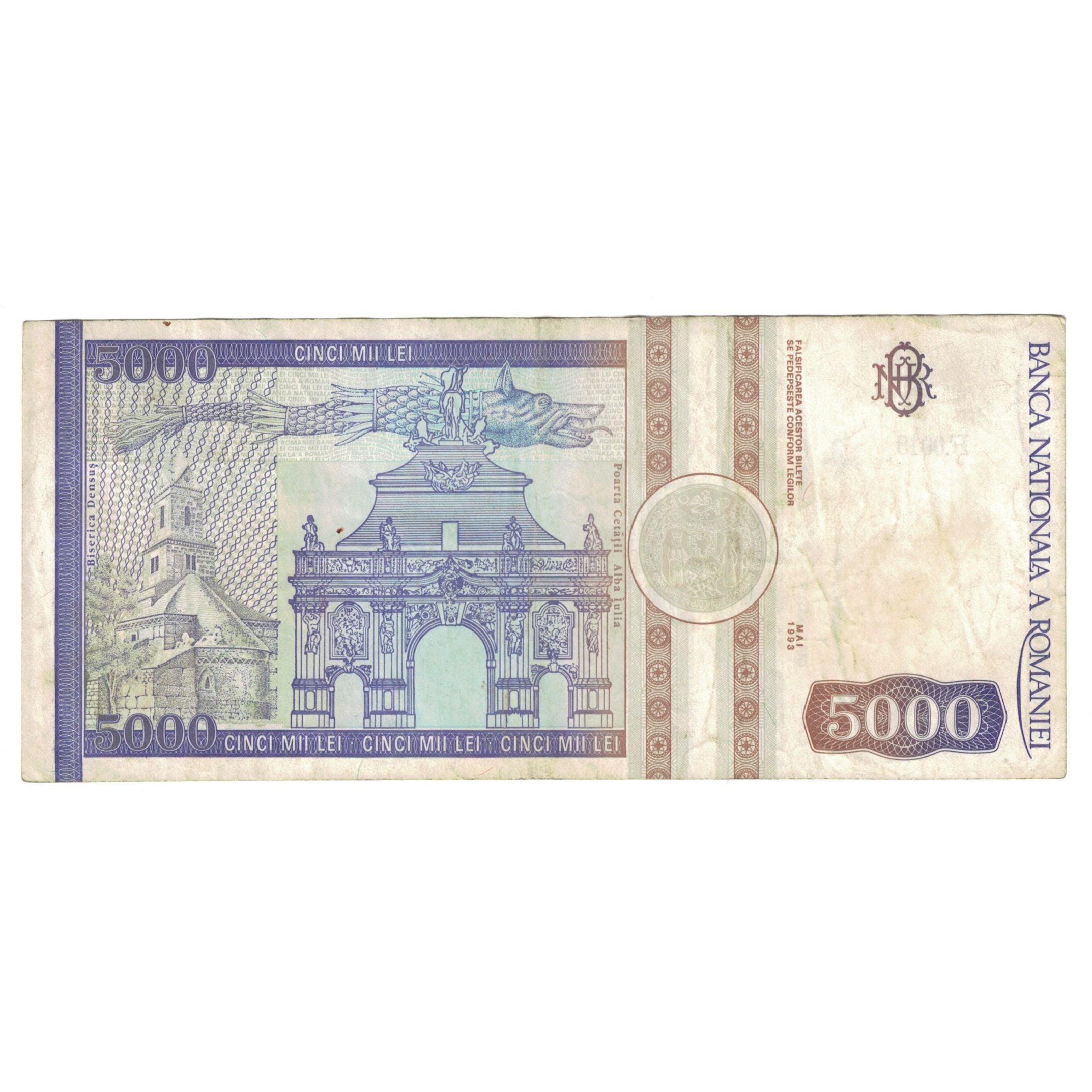 Banknote, Romania, 5000 Lei, 1993, Mai 1993, KM:104a, EF(40-45)