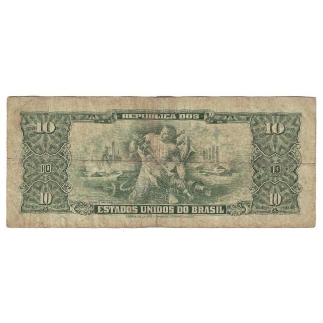 Biljet, Brazilië, 10 Cruzeiros, Undated (1962-64), Undated (1962), KM:177a, TB