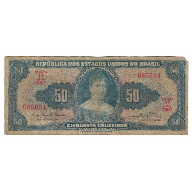 Banknote, Brazil, 50 Cruzeiros, Undated (1961), KM:169a, VF(20-25)