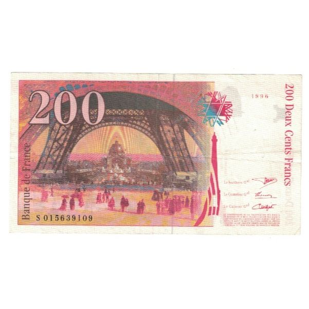 France, 200 Francs, Eiffel, 1996, S 015639109, EF(40-45), Fayette:75.02, KM:159a