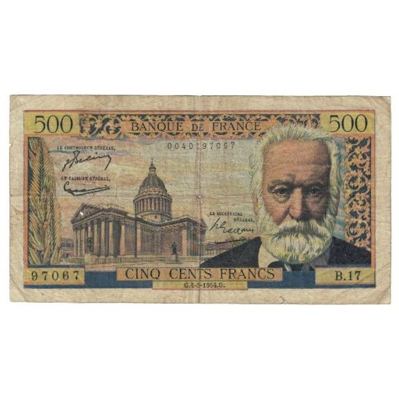 Frankreich, 500 Francs, Victor Hugo, 1954, B.17, S, Fayette:35.2, KM:133a