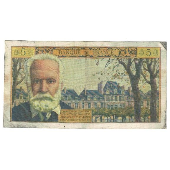 France, 5 Nouveaux Francs, Victor Hugo, 1965, X.135, VG(8-10), Fayette:56.17