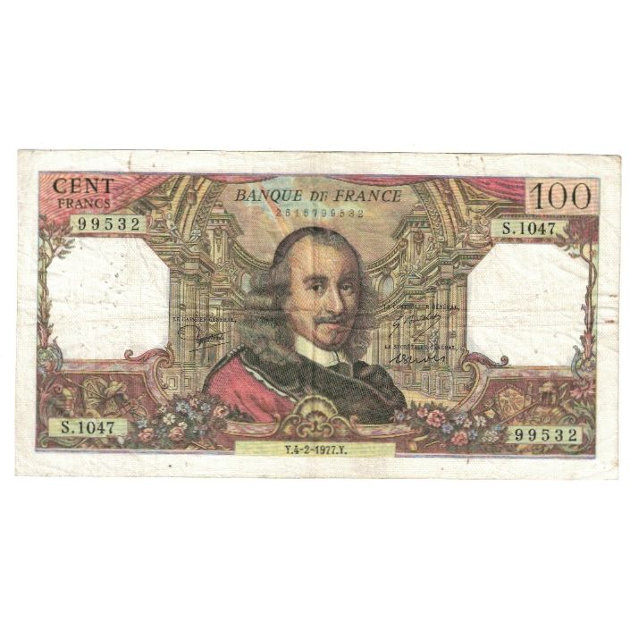 France, 100 Francs, Corneille, 1977, S.1047, EF(40-45), Fayette:65.56, KM:149f