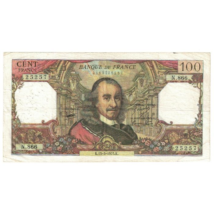 France, 100 Francs, Corneille, 1975, N.866, EF(40-45), Fayette:65.49, KM:149e