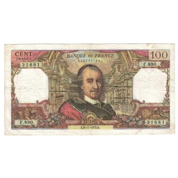 France, 100 Francs, Corneille, 1975, F.890, VF(20-25), Fayette:65.48, KM:149e