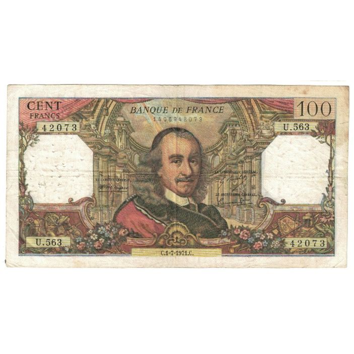 France, 100 Francs, Corneille, 1971, U.563, VF(20-25), Fayette:65.36, KM:149d