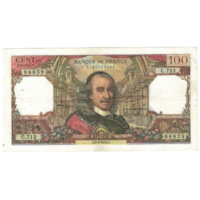 France, 100 Francs, Corneille, 1973, C.713, AU(50-53), Fayette:65.42, KM:149d