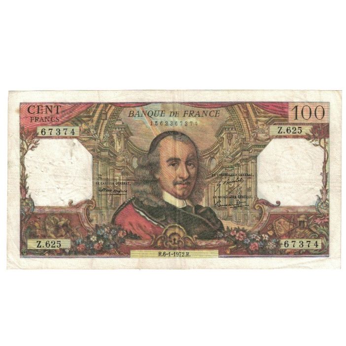 France, 100 Francs, Corneille, 1972, Z.625, AU(50-53), Fayette:65.38, KM:149d