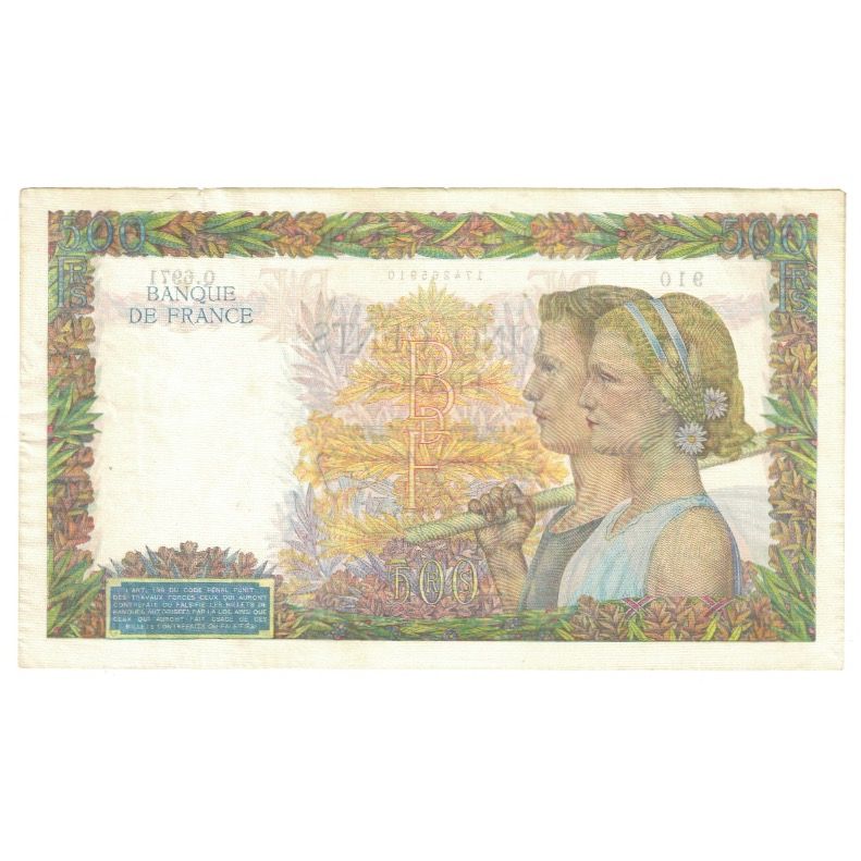 Frankreich, 500 Francs, La Paix, 1942, Q.6971, SS, Fayette:32.41, KM:95b