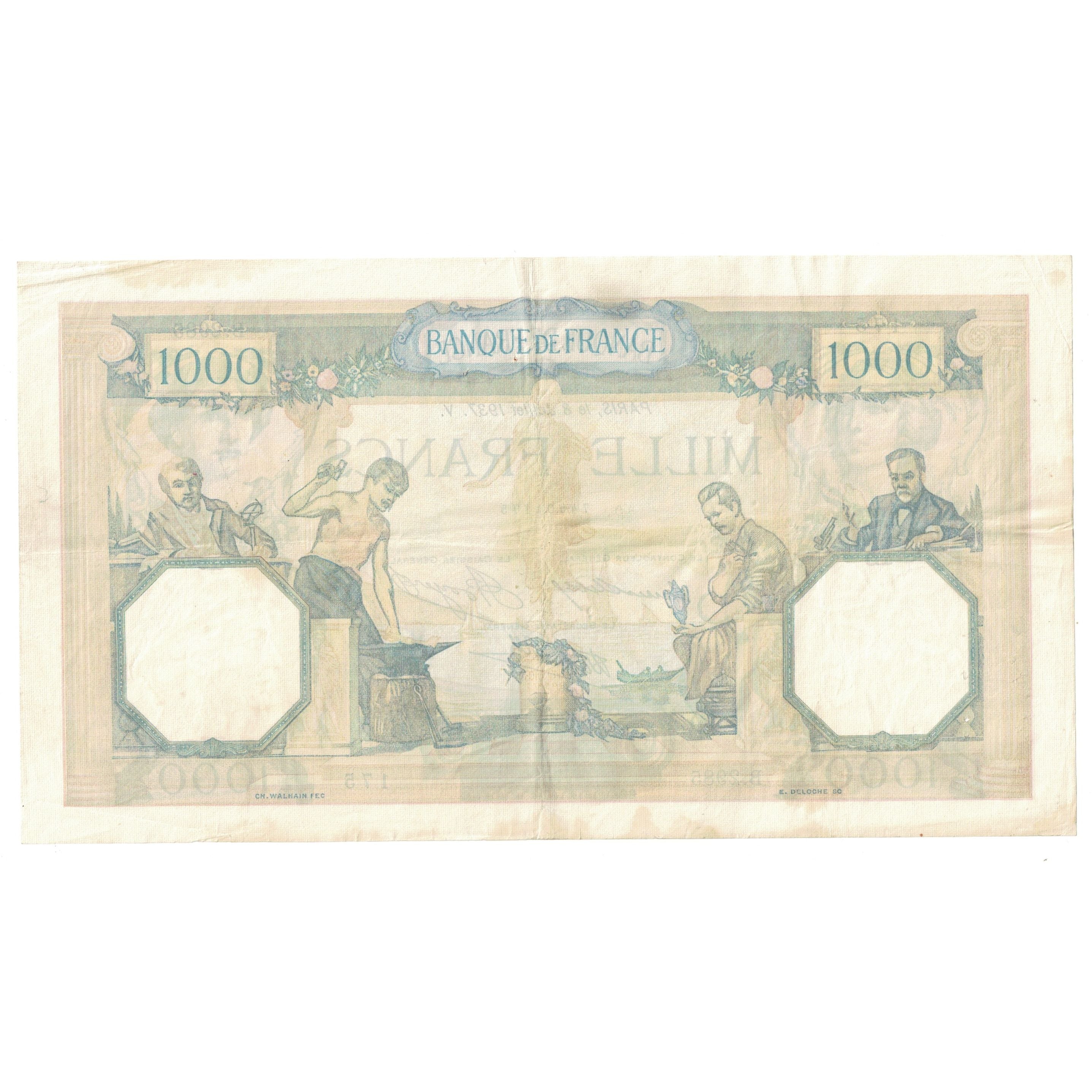 France, 1000 Francs, Cérès et Mercure, 1937, B.2985, EF(40-45), Fayette:38.1