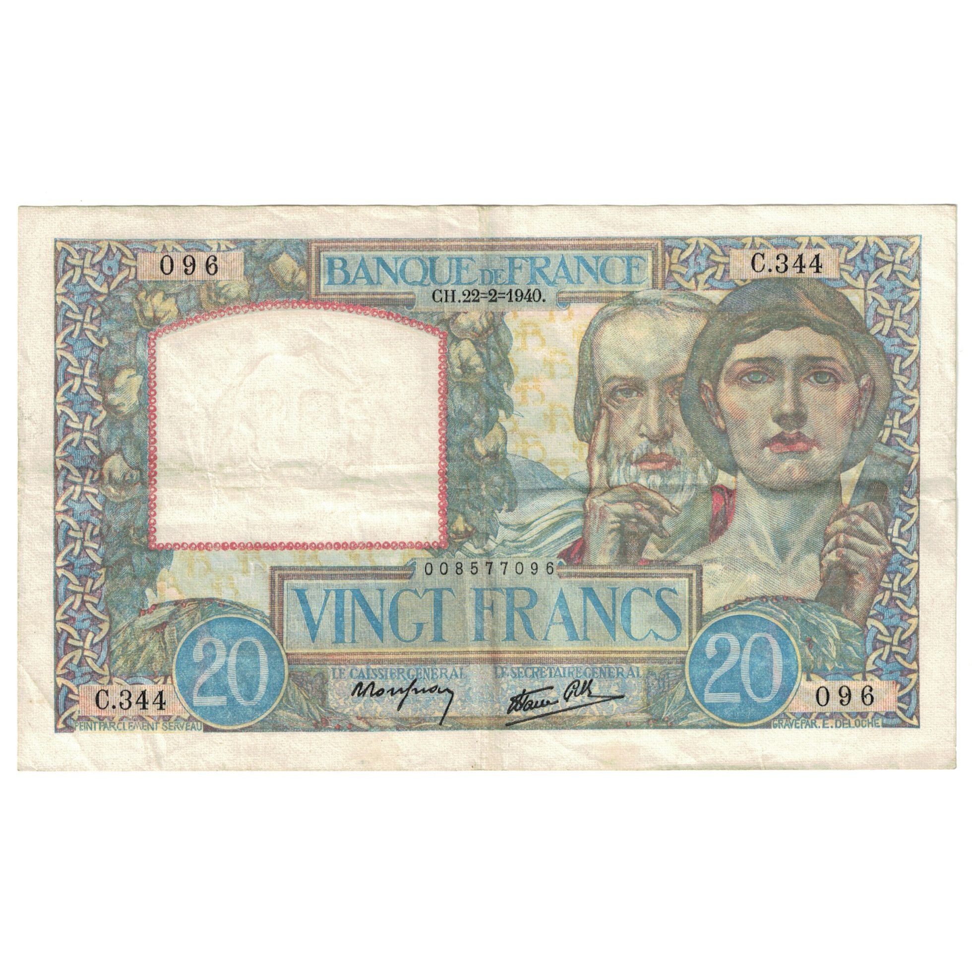 Frankrijk, 20 Francs, Science et Travail, 1940, C.344, TTB+, Fayette:12.2