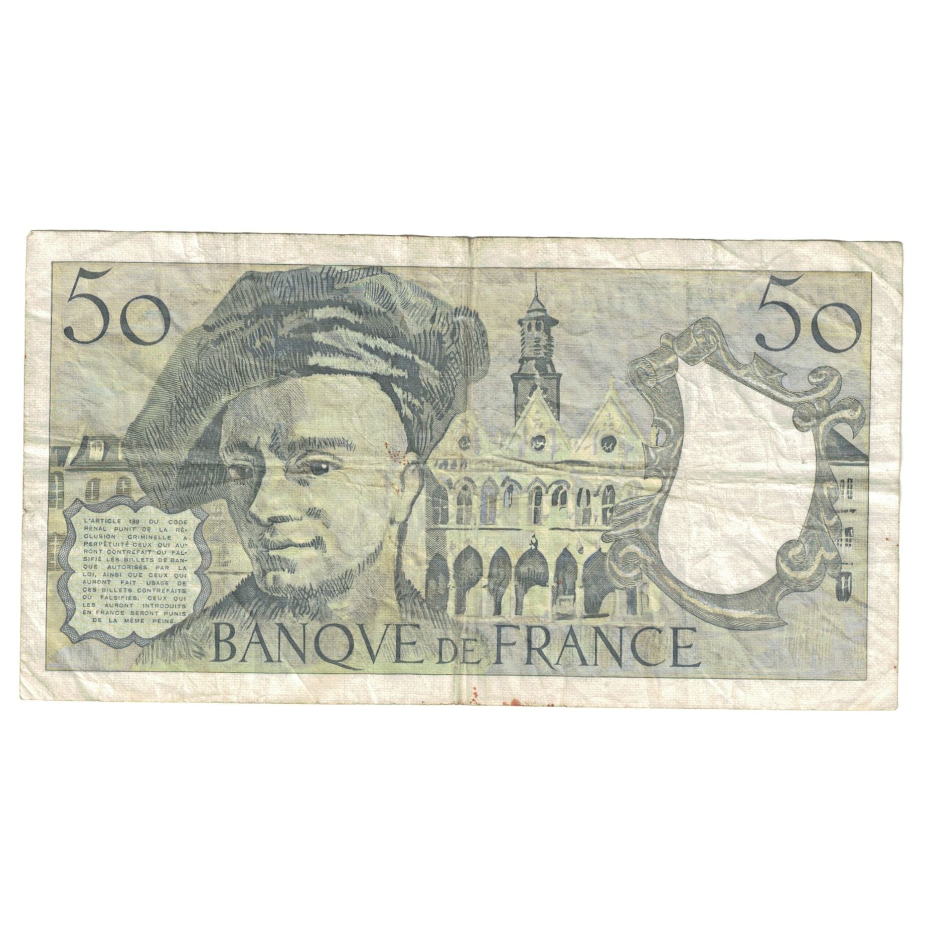 França, 50 Francs, Quentin de La Tour, 1990, D.59, EF(40-45), Fayette:67.16