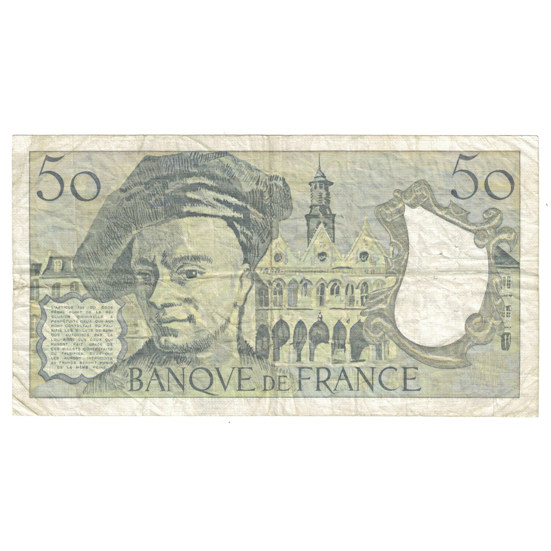 France, 50 Francs, Quentin de La Tour, 1991, V.65, TB, Fayette:67.17, KM:152e