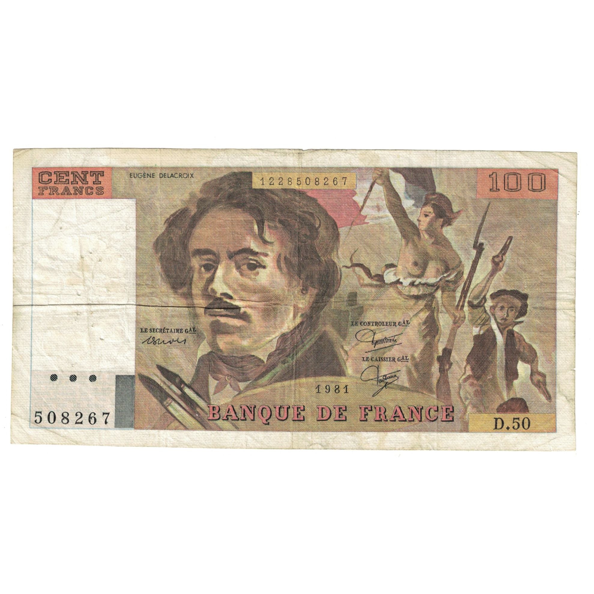 Frankreich, 100 Francs, Delacroix, 1981, D.50, S+, Fayette:69.5, KM:154b