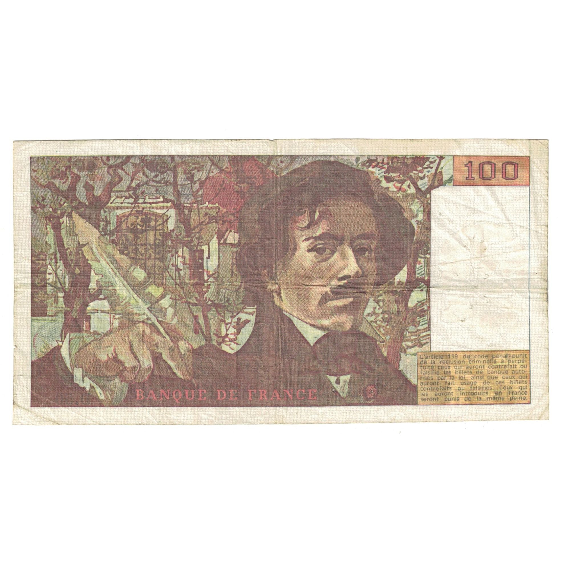 Frankreich, 100 Francs, Delacroix, 1981, D.50, S+, Fayette:69.5, KM:154b