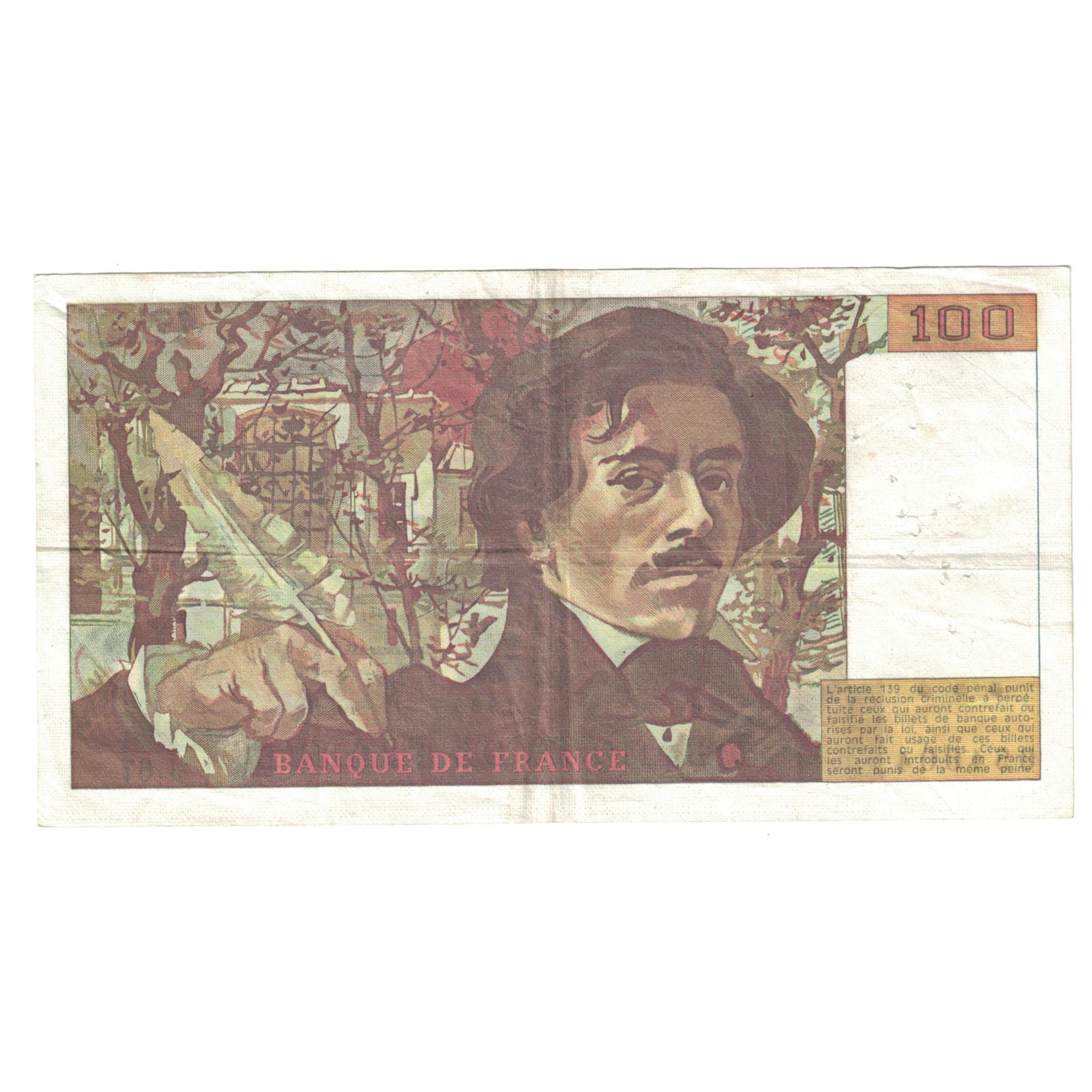 Francja, 100 Francs, Delacroix, 1983, J.67, EF(40-45), Fayette:69.07, KM:154b
