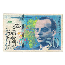 Francja, 50 Francs, St Exupéry, 1992, D 003870356, VG(8-10), Fayette:72.01aA