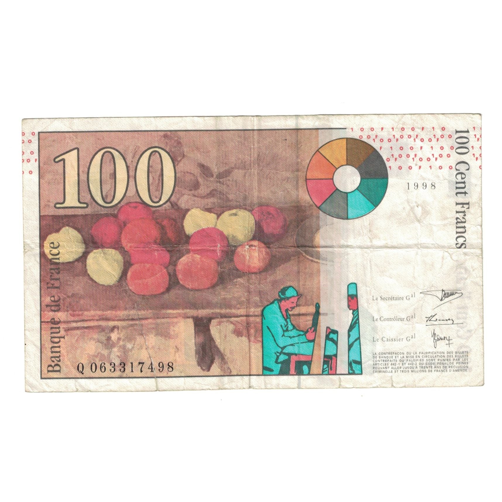 Francia, 100 Francs, Cézanne, 1998, Y 065957680, SPL-, Fayette:74.2, KM:158a