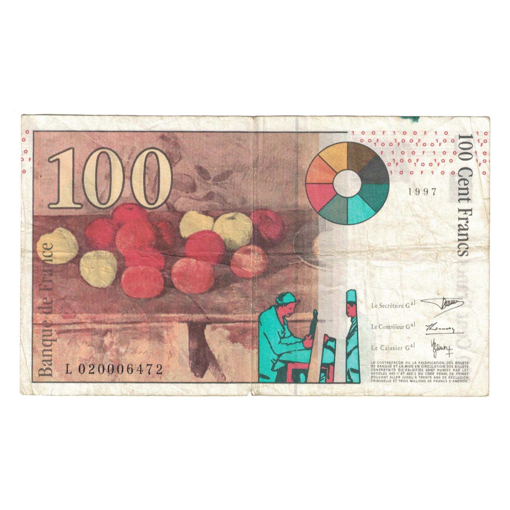 Francia, 100 Francs, Cézanne, 1997, L 020006472, B, Fayette:74.1, KM:158a
