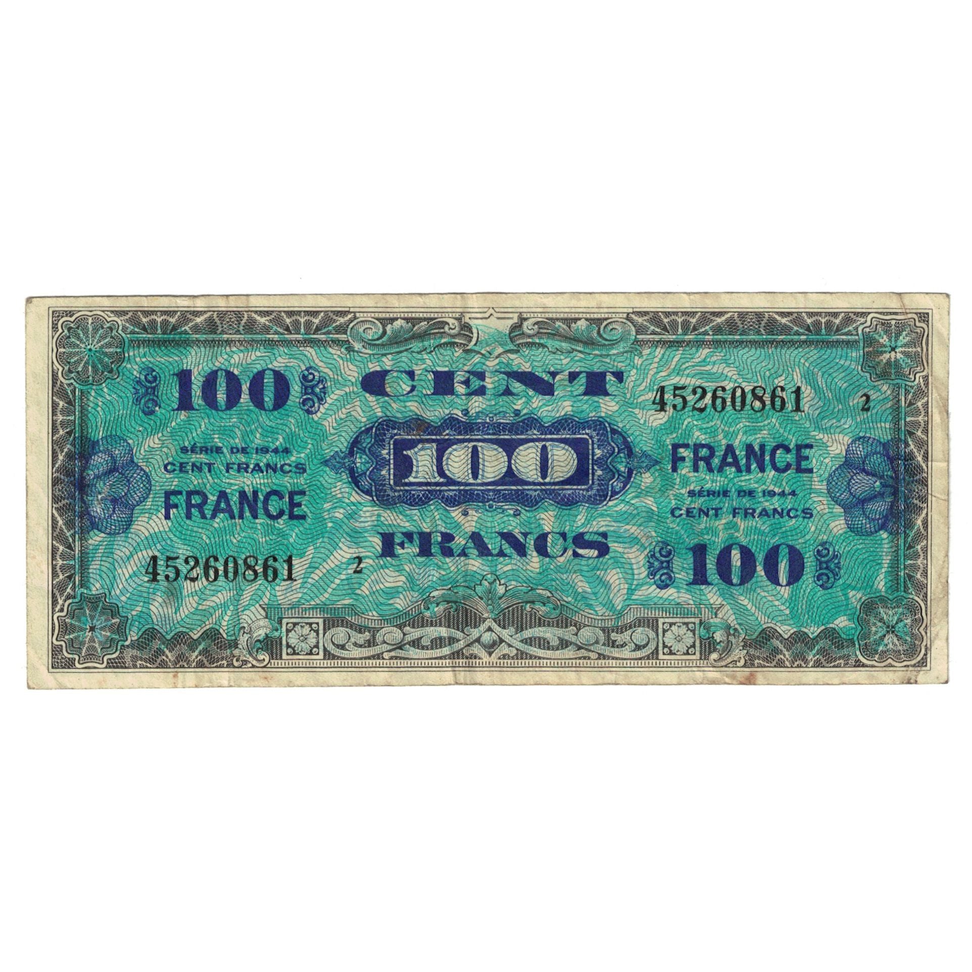 Francia, 100 Francs, Flag/France, 1944, 69280334, BB, Fayette:VF25.02, KM:118b