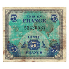Frankrijk, 5 Francs, Flag/France, 1944, 53420537, B+, Fayette:VF17.1, KM:115a