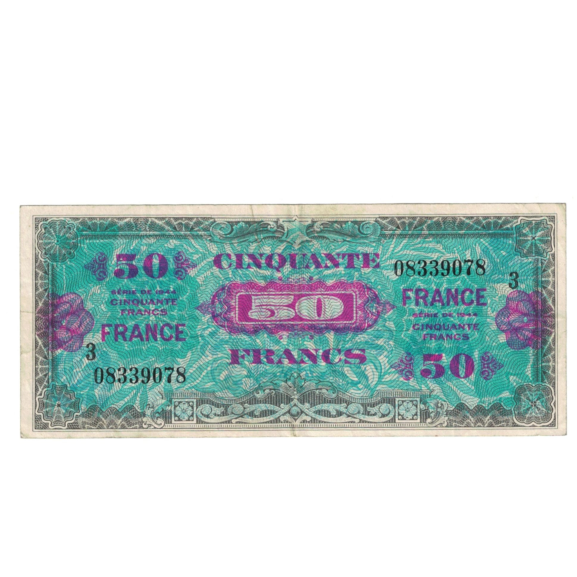 Frankrijk, 50 Francs, Flag/France, 1944, 08339078, TTB, Fayette:VF24.3, KM:117a