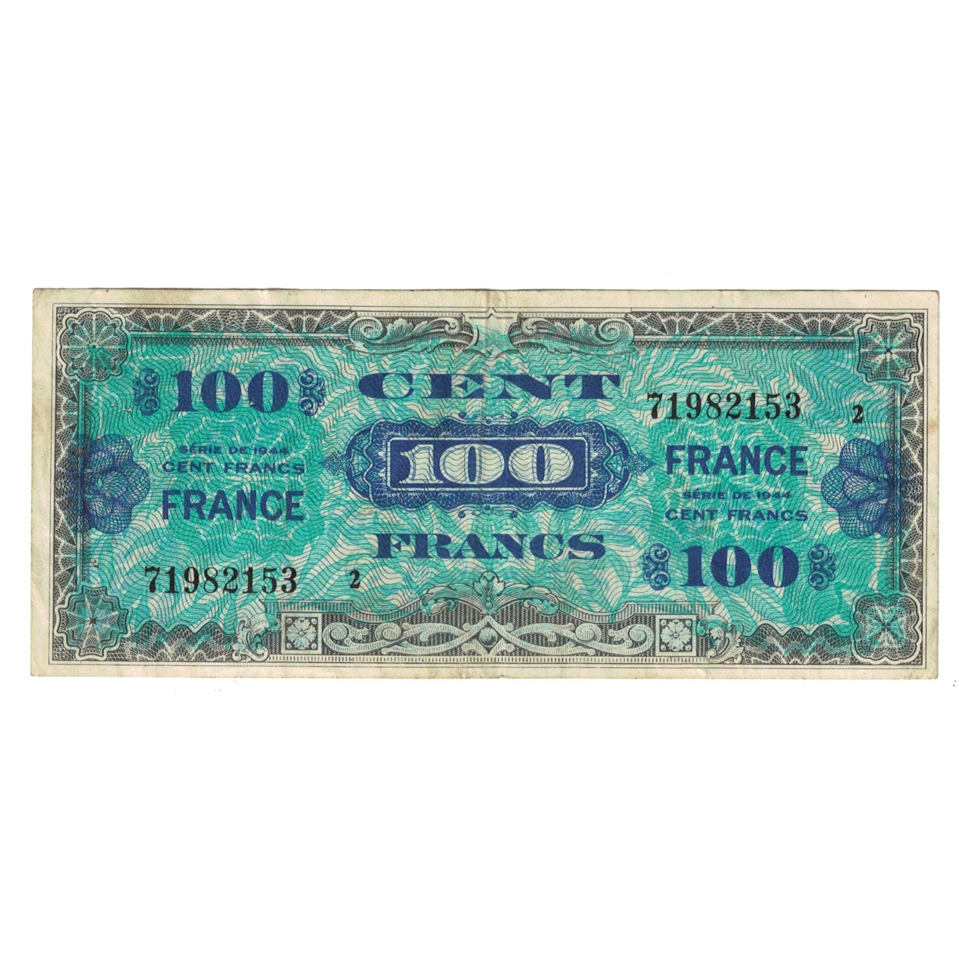 France, 100 Francs, Drapeau/France, 1944, 71982153, TTB, Fayette:VF25.2, KM:118b