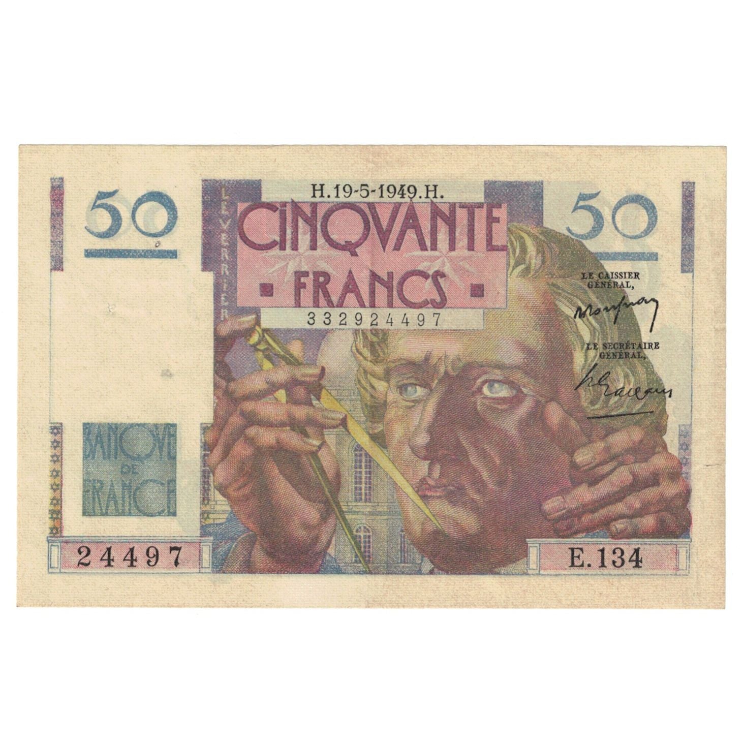 Francia, 50 Francs, Le Verrier, 1949, E.134, EBC, Fayette:20.12, KM:127b