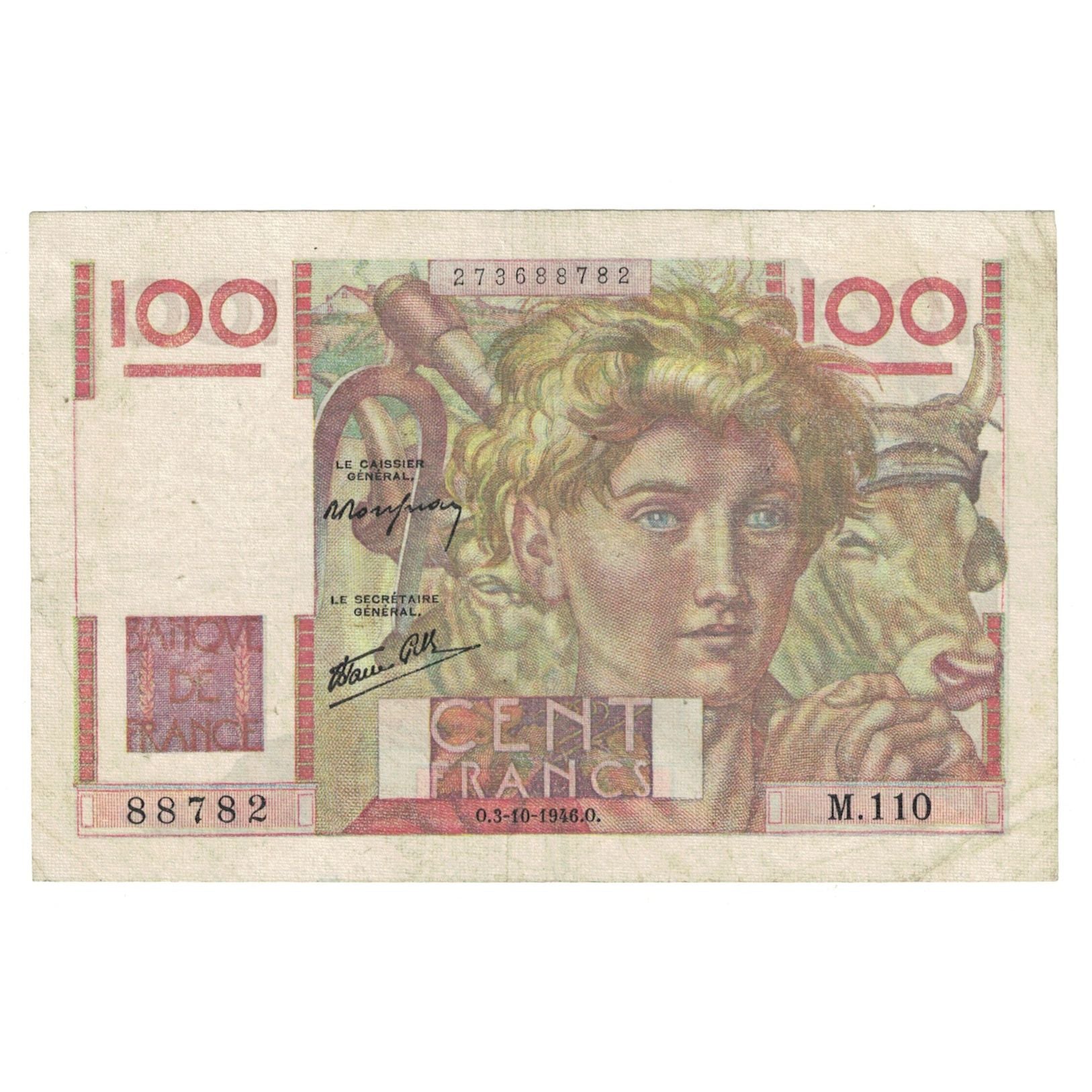 Francia, 100 Francs, Jeune Paysan, 1946, M.110, MBC, Fayette:28.9, KM:128a