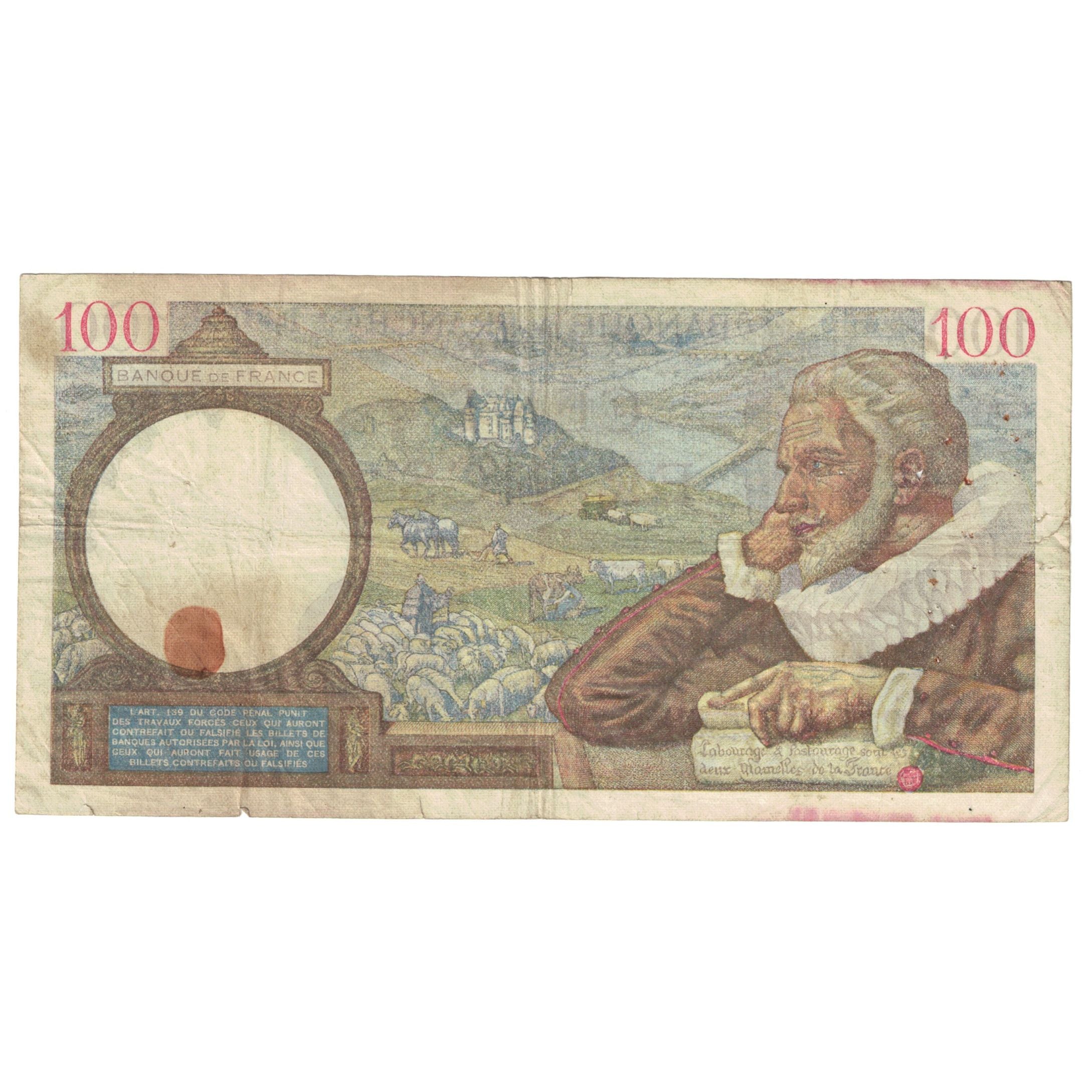 Francia, 100 Francs, Sully, 1939, R.3193, BC, Fayette:26.11, KM:94