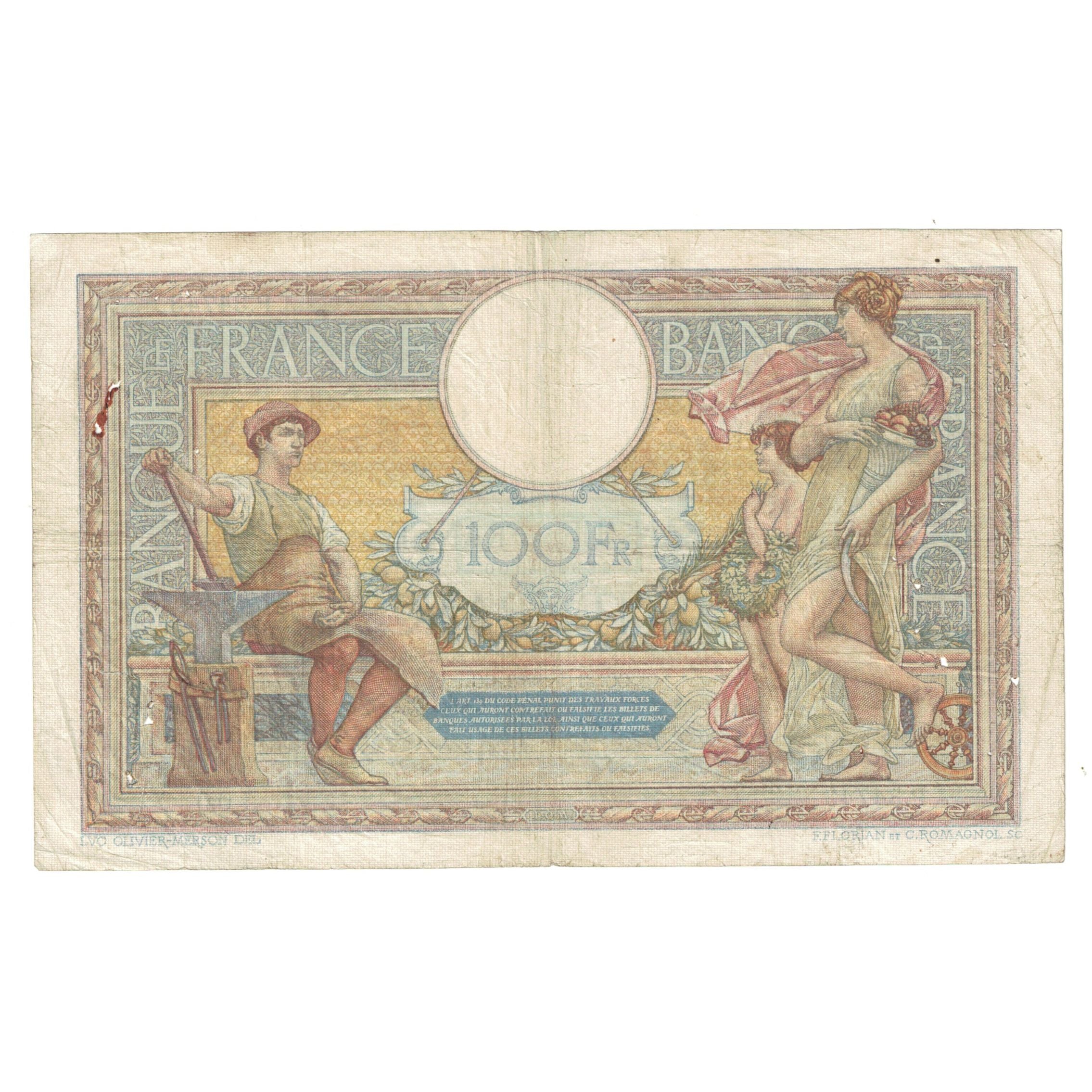 France, 100 Francs, Luc Olivier Merson, 1930, P.34743, TB+, Fayette:24.11