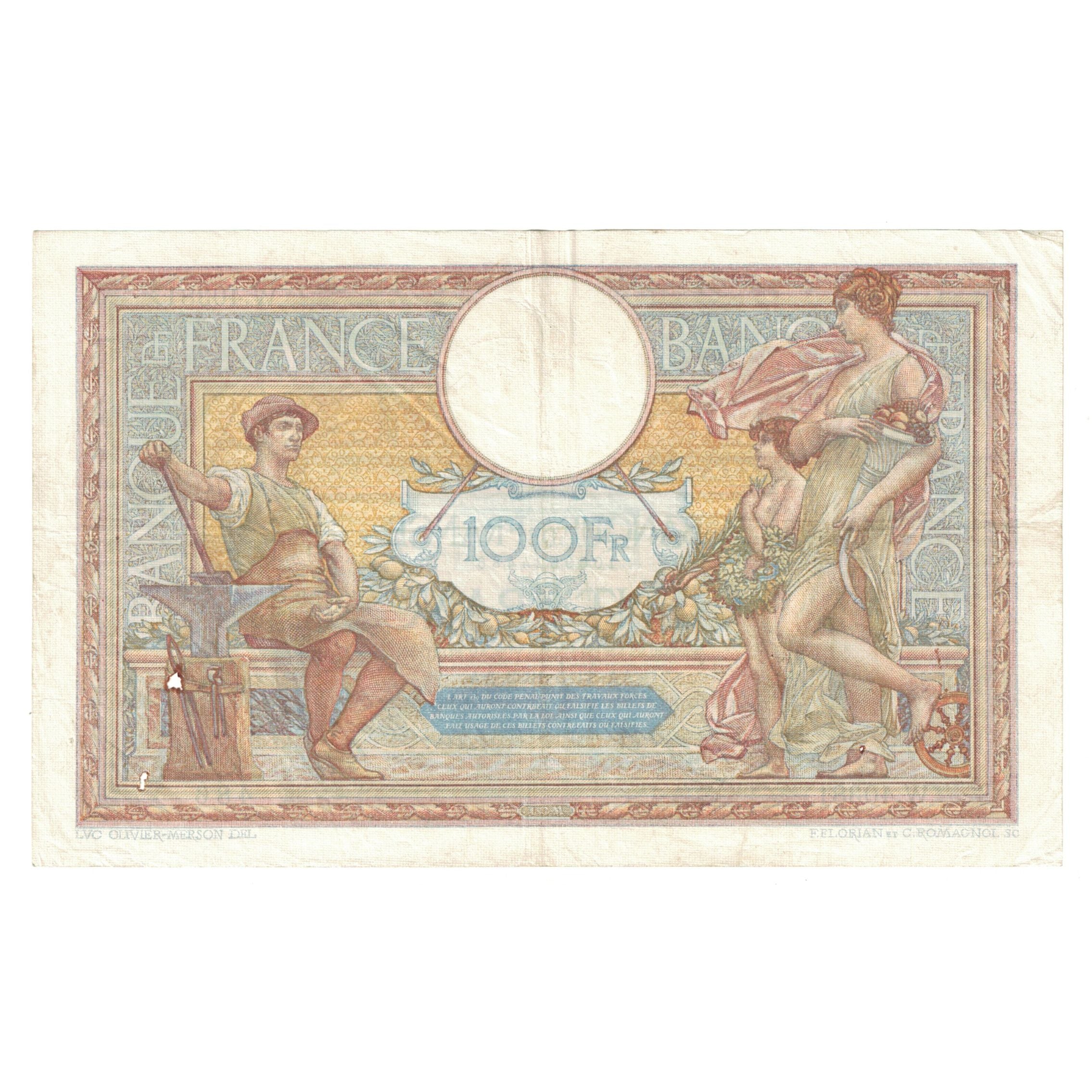 Francja, 100 Francs, Luc Olivier Merson, 1933, W.40381, VF(30-35)