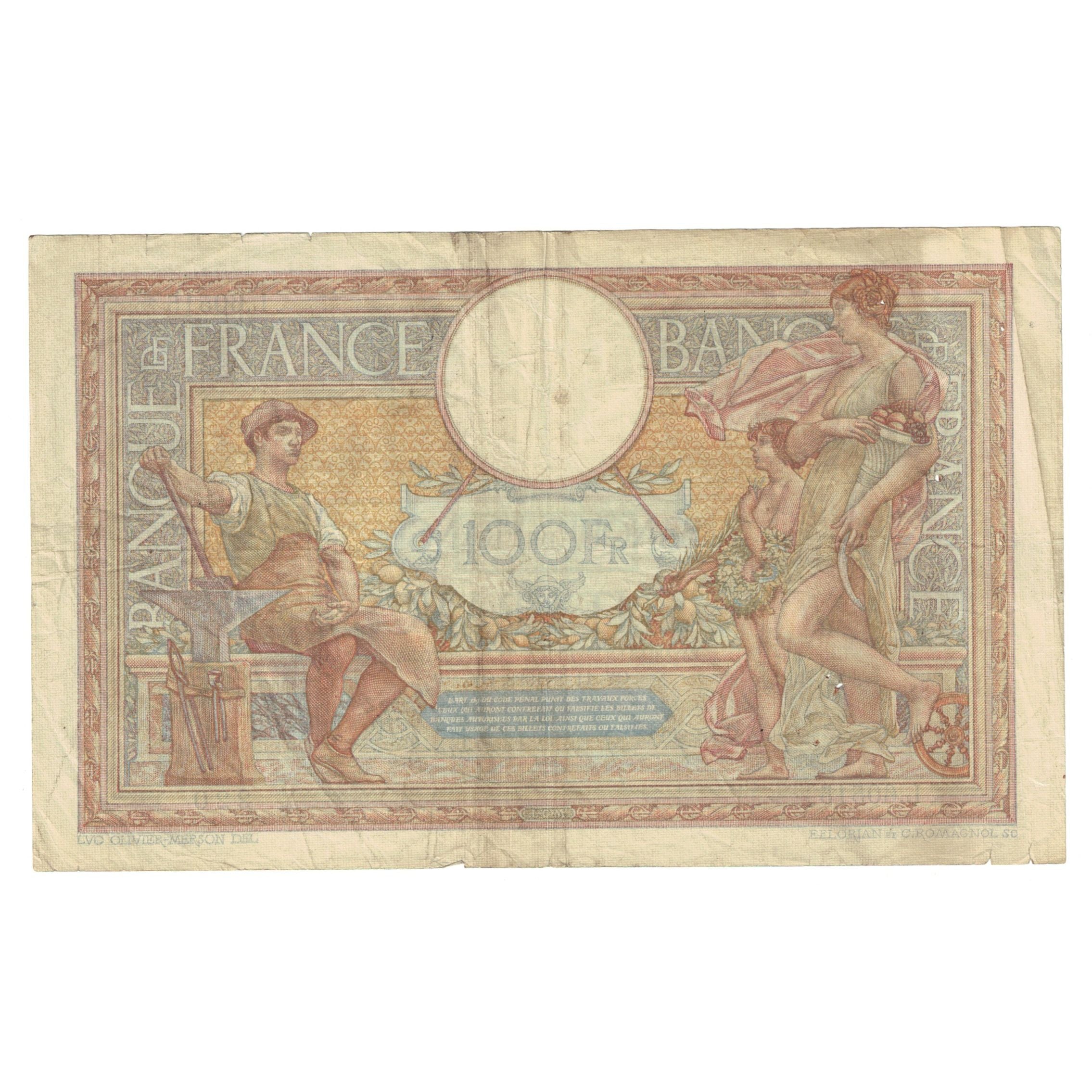 France, 100 Francs, Luc Olivier Merson, 1938, L.60515, TB, Fayette:25.28, KM:86b