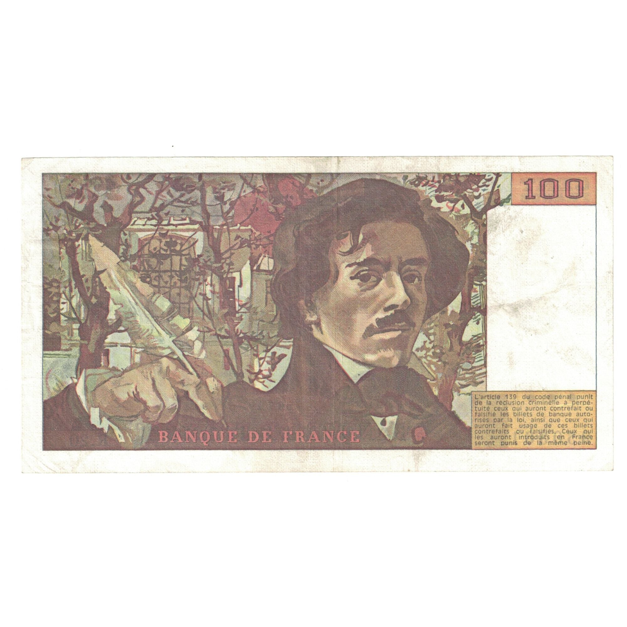 Francja, 100 Francs, Delacroix, 1979, R.20, AU(55-58), Fayette:69.3, KM:154b