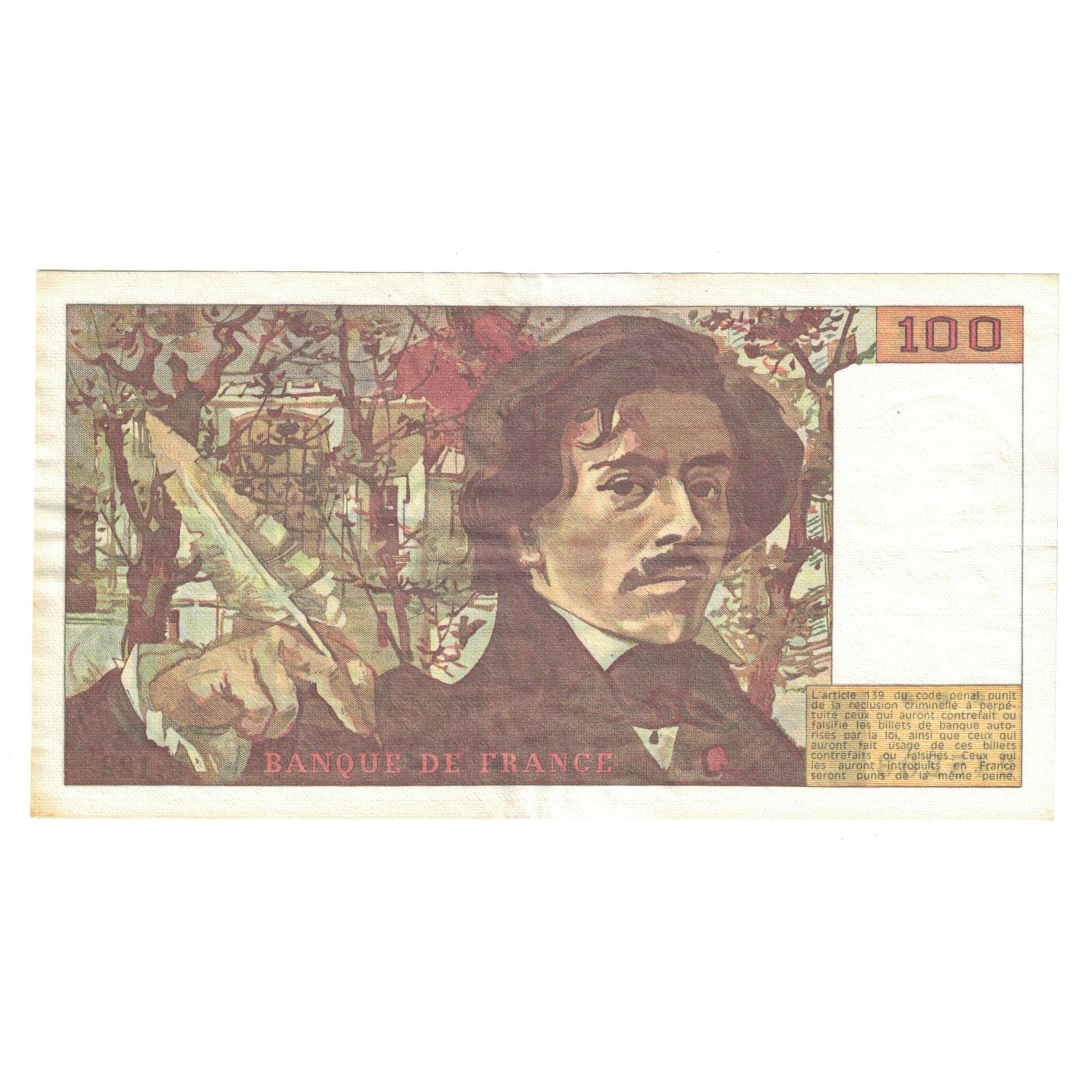 Francia, 100 Francs, Delacroix, 1987, U.122, EBC+, Fayette:69.11, KM:154c