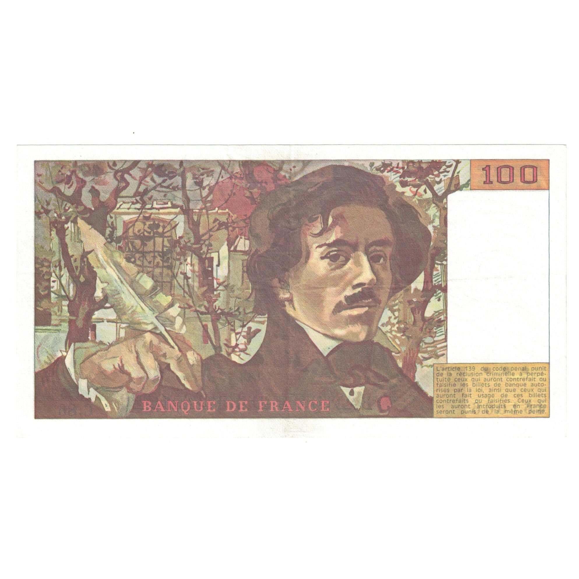 France, 100 Francs, Delacroix, 1984, C.86, UNC(63), Fayette:69.08a, KM:154b