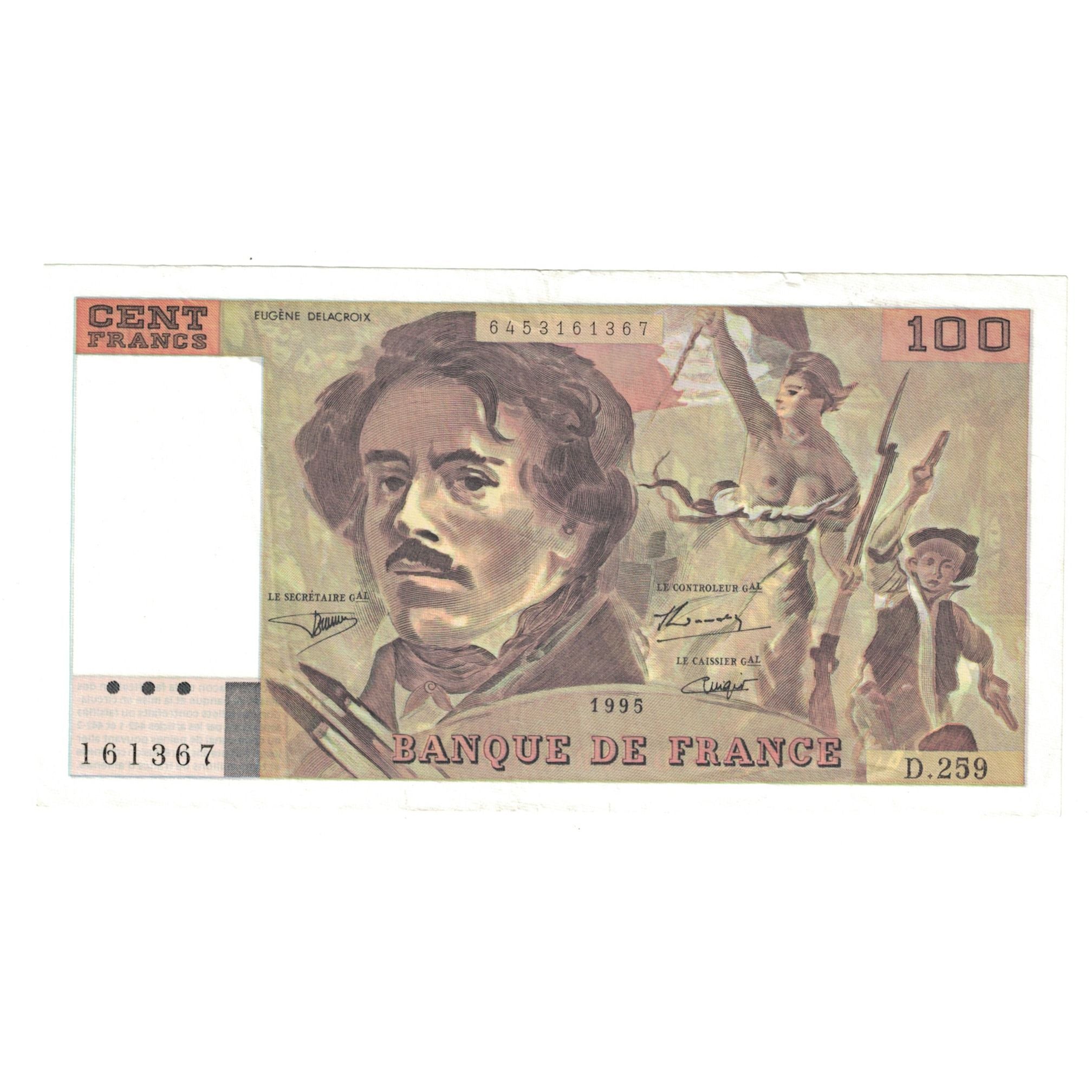 Francja, 100 Francs, Delacroix, 1995, D.259, UNC(60-62), Fayette:69ter.02a