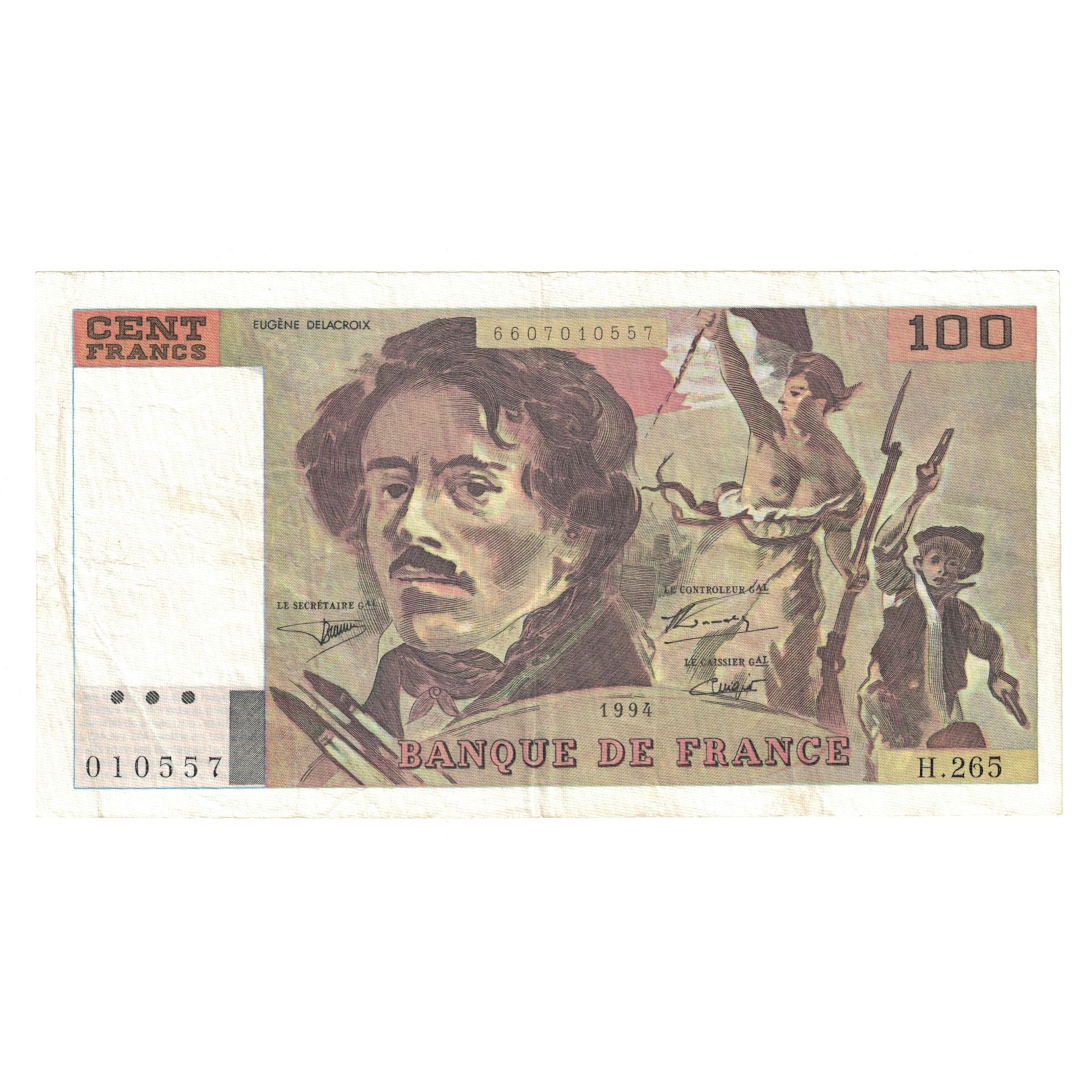 França, 100 Francs, Delacroix, 1994, H.265, AU(55-58), Fayette:69ter.01a