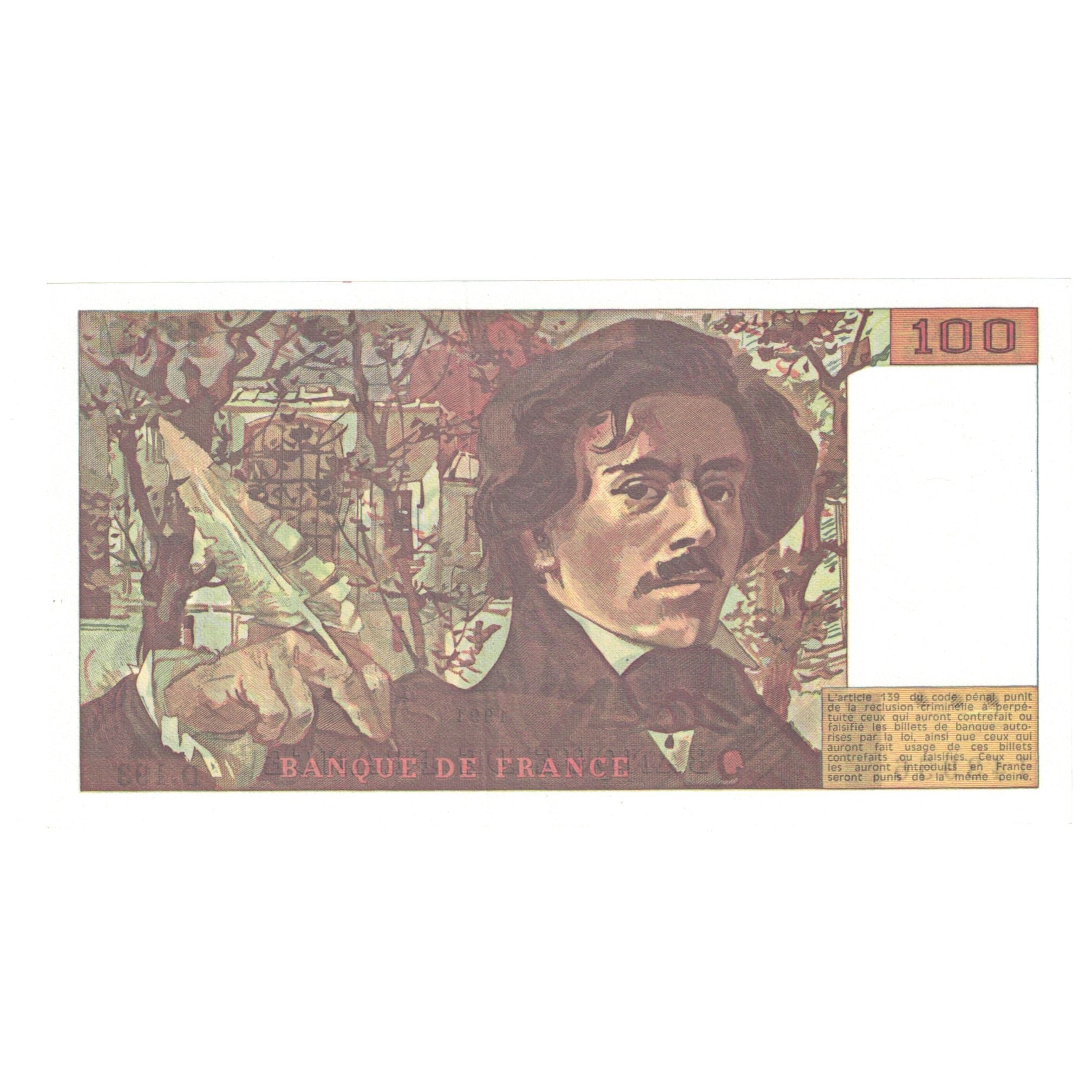Frankreich, 100 Francs, Delacroix, 1991, D.193, UNZ-, Fayette:69bis04a, KM:154f